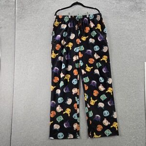 Pokemon Men Sleepwear L/XL Black Pants Graphic Sweatpants Fleece